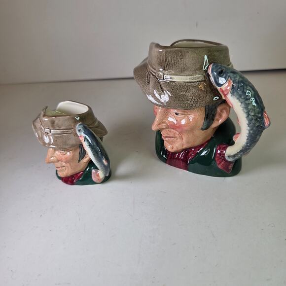 Royal Doulton The Poacher Toby Mugs Pair 1954 Mini & Small Sizes 2.5in 4in - Picture 6 of 11